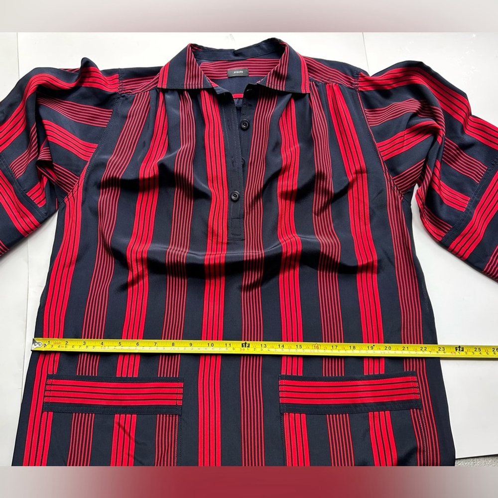 Joseph silk Vertical Striped Shirtdress midi dress red navy royal princess - Picture 7 of 11